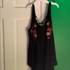 Hollister black embroidered tank